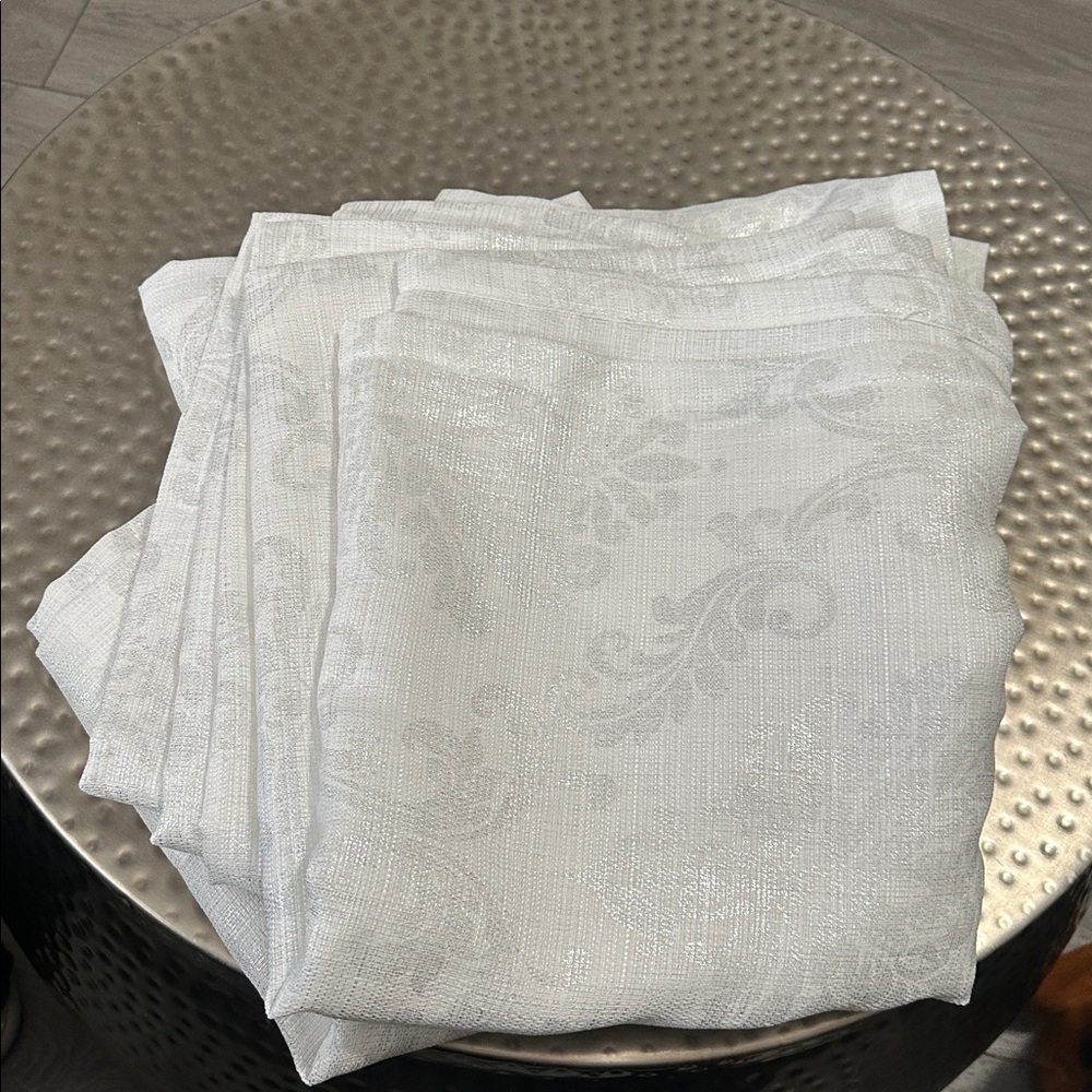 Set of 2 White Floral curtain panels.  Sold together. 54x96